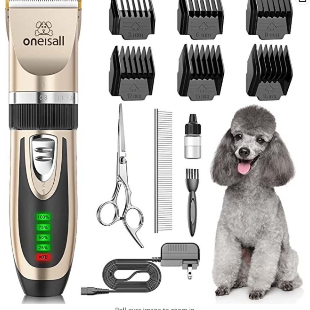 oneisall Dog Clippers Low Noise, 2-Speed Quiet Dog Grooming Kit Rechargeable